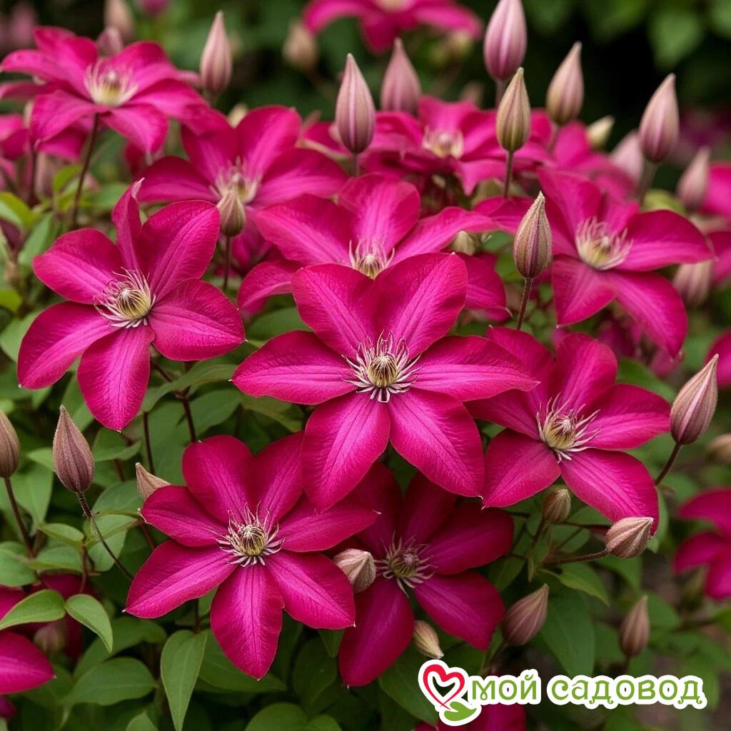 Клематис Эрнест Маркхем крупноцветковый